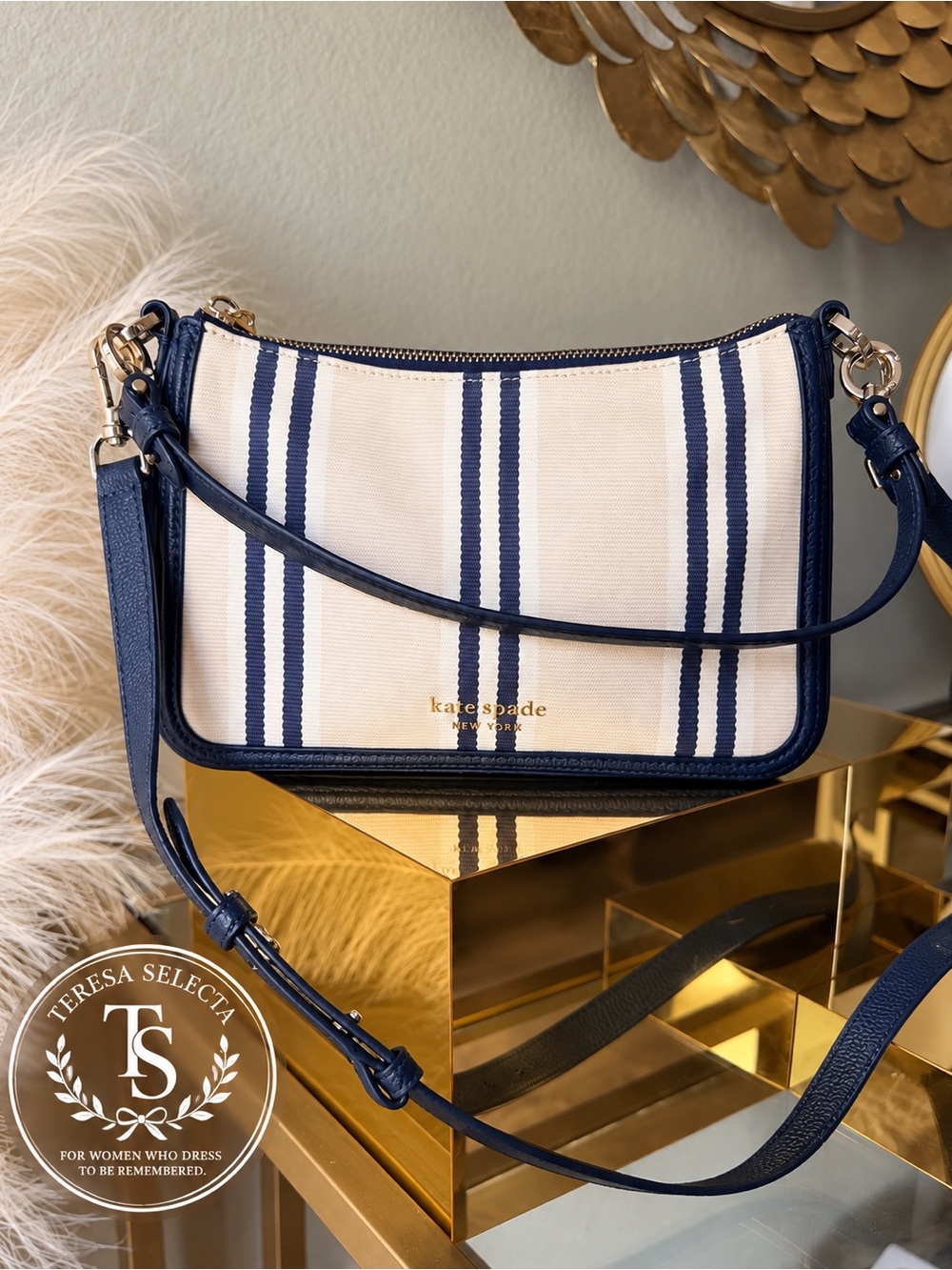 Kate Spade Hudson Striped Convertible Crossbody Shoulder Bag
